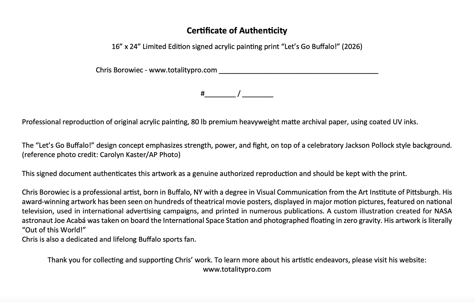 Certificate of Authenticity